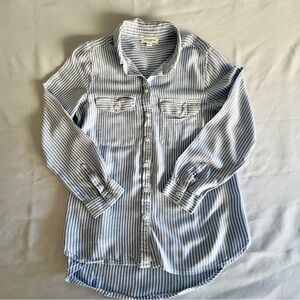 Beachlunchlounge Blue and White Striped Viscose Shirt Size Medium